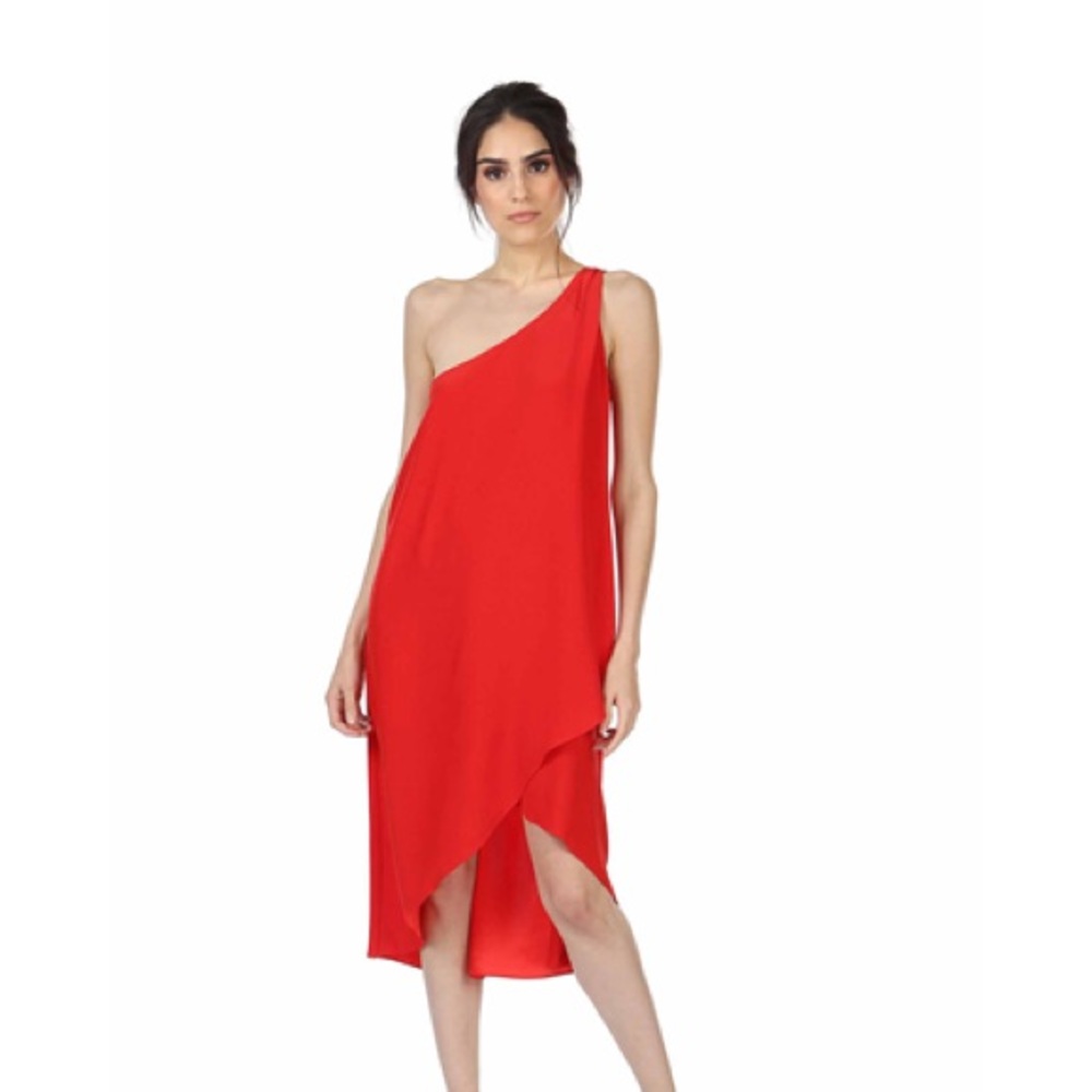 Jay Godfrey Red Bonnell Asymmetrical Dress